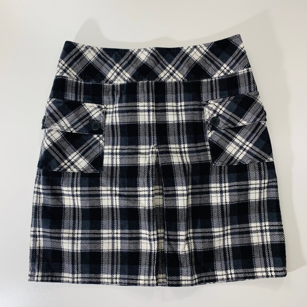 Ann Taylor LOFT Buffalo Plaid Pockets Black Cream